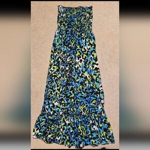 Catalina Blue and Green Patterned Tube Dress
